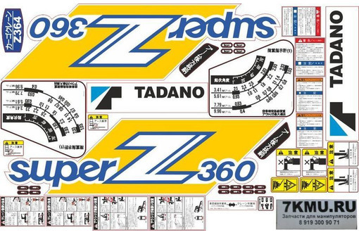 Комплект наклеек для КМУ Tadano Z360 - Для малого коммерческого транспорта в Севастополе