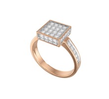 Золотое кольцо, квадрат, 42 фианита - Ювелирные изделия в Севастополе