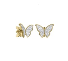 Серьги золотые, бабочки, пусеты (гвоздики), 76 фианитов - Ювелирные изделия в Севастополе