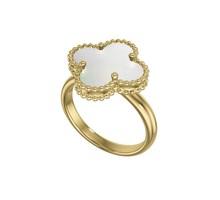 Золотое кольцо с перламутром, Клевер - Ювелирные изделия в Севастополе