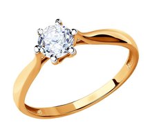 Золотое кольцо с 1 фианитом. Для помолвки, для праздника - Ювелирные изделия в Севастополе