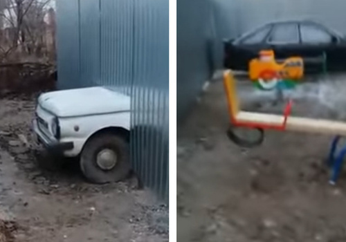 Строительный ад в Феодосии: рейдеры огородили детскую площадку вместе с капотом машины