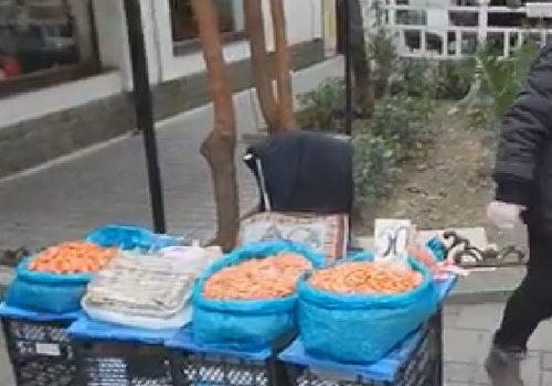 В сквере "Юбилейный" в Ялте продолжают тихонько торговать креветками