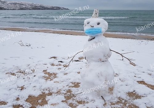 Фотофакт: в Крыму даже снеговики соблюдают масочный режим